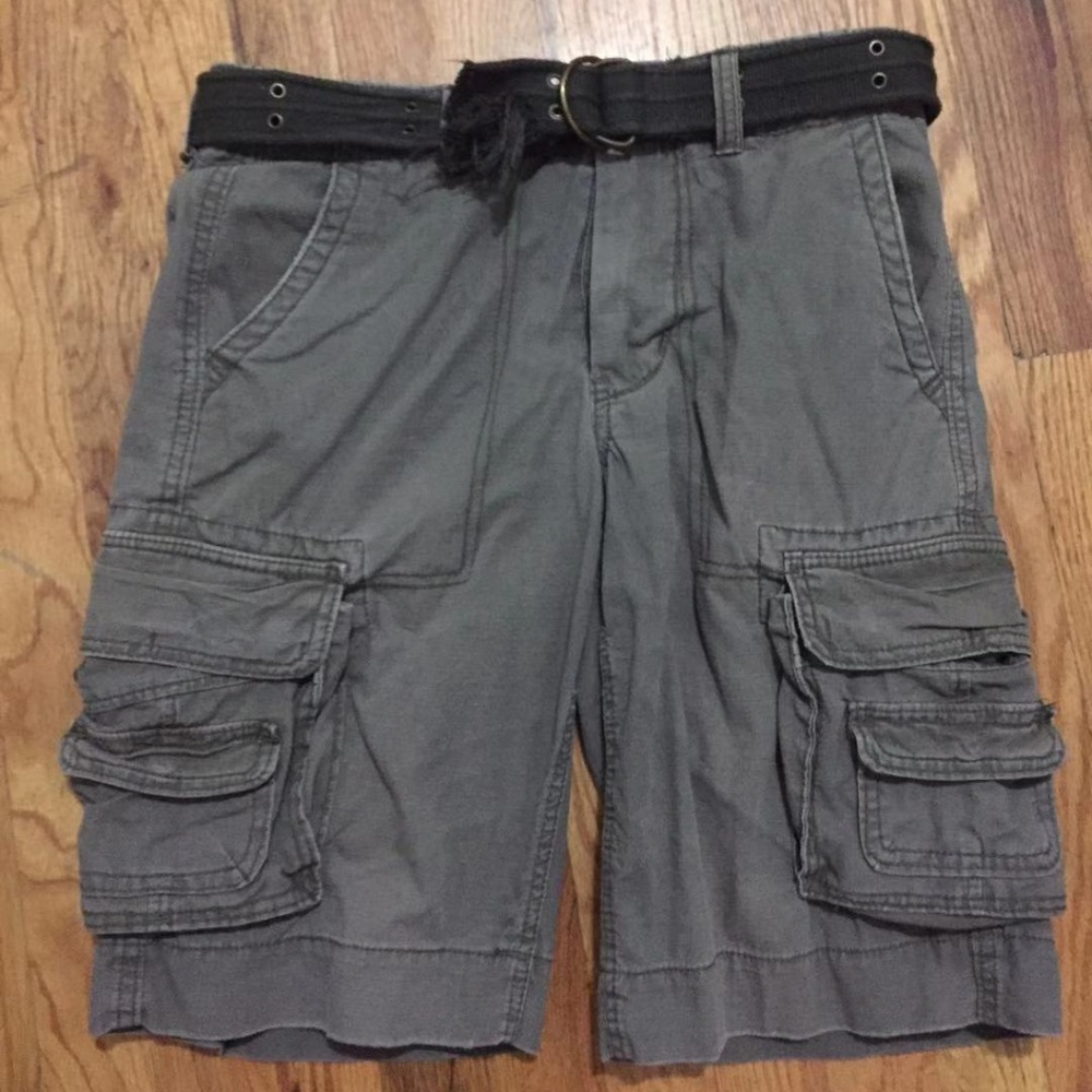 Cape Juby Mens Army Green Belt Jean Shorts S